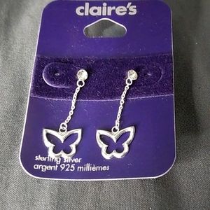 Claire's Stirling Silver Butterfly Dangle Earings